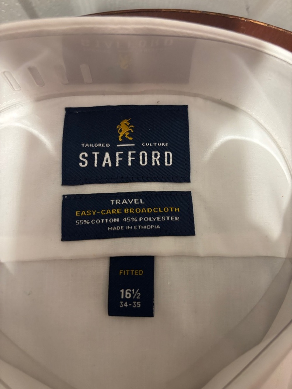 Stafford Men's White Easy-Care Stretch Dress Shirt (C1) - Picture 3 of 4